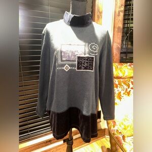 EUC Vintage 1990' “Bobbie Brooks “ tunic Pullover Velvet Size XLarge